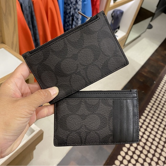NWT Coach Zip Card Case In Signature Canvas Black C4281 $98 - Picture 4 of 4